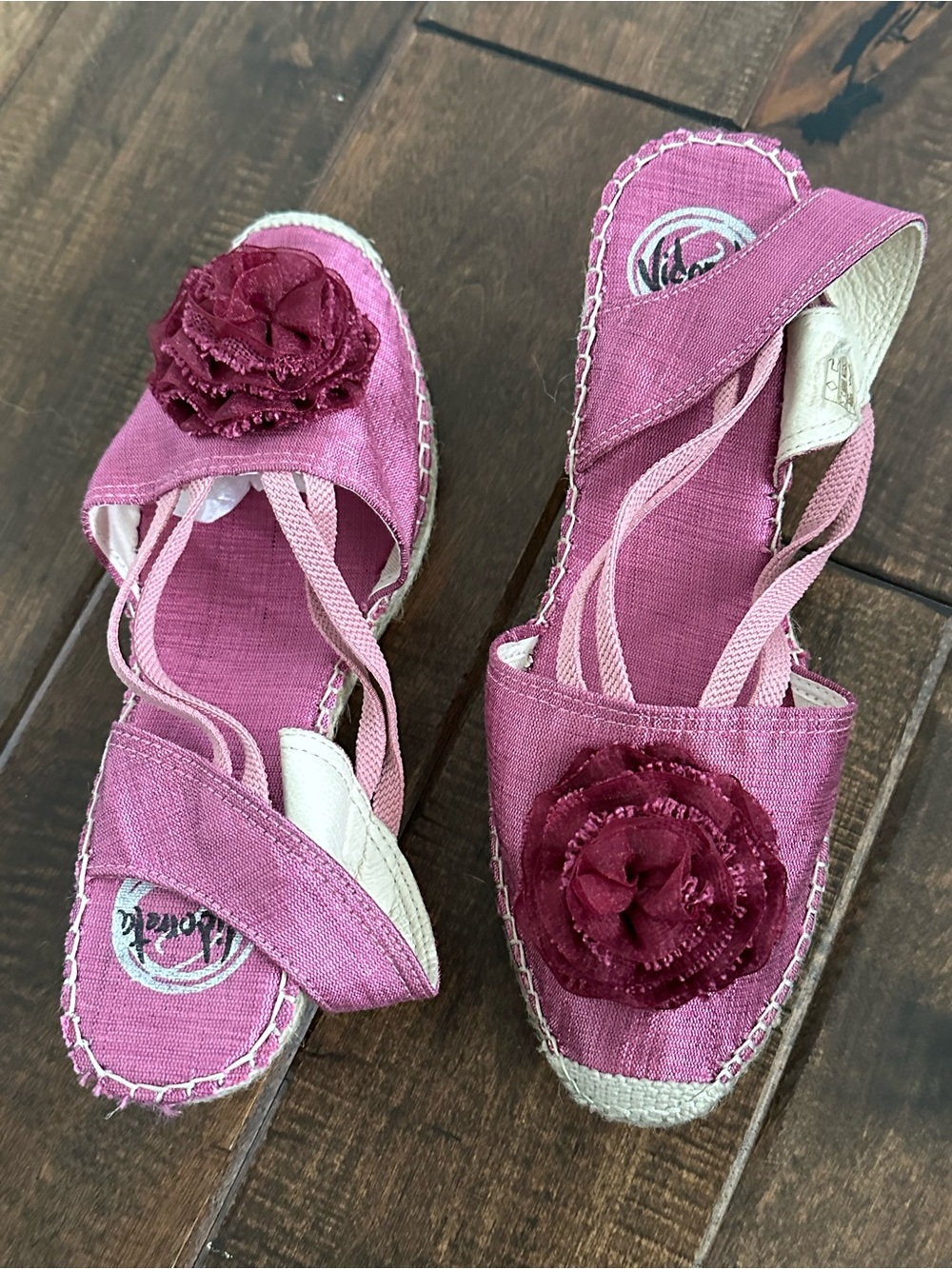 Vidorreta Pink Floral Espadrille Wedge Sandals made in Spain size 40/9us